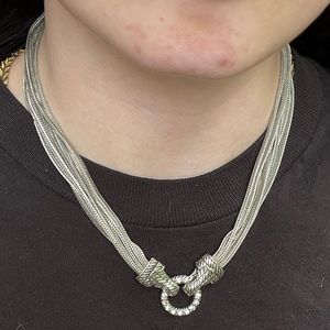 Multi Chain Magnetic Clasp Rhinestone Necklace